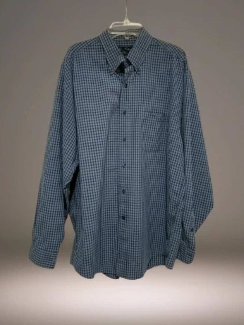 Brooks Brothers Mens Large Blue Plaid Check Shirt 100% Cotton Button Down